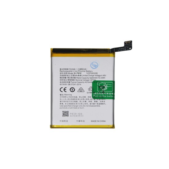 Bateria BLP839 para Oppo Reno5 Z 5G/CPH2211/A94 5G 4310mAh